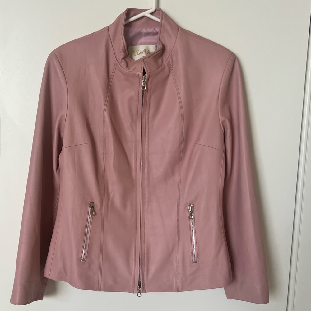 Adam Leather Factory Florence Italy Light Pink Leather Jacket Size US M ~ 46 EU